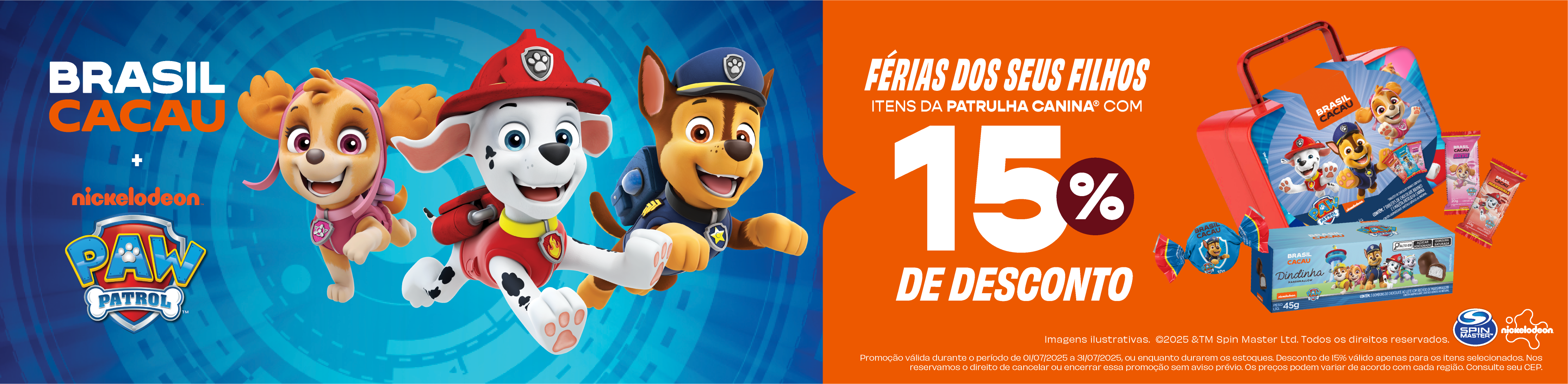 Promoção Infantil 15% de desconto Patrulha Canina