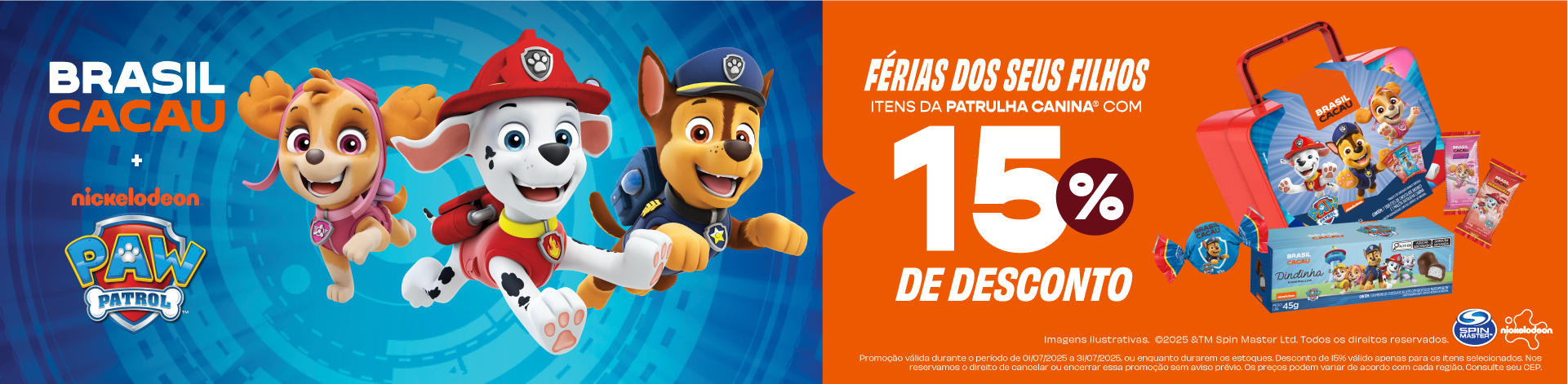Promoção Infantil 15% de desconto Patrulha Canina
